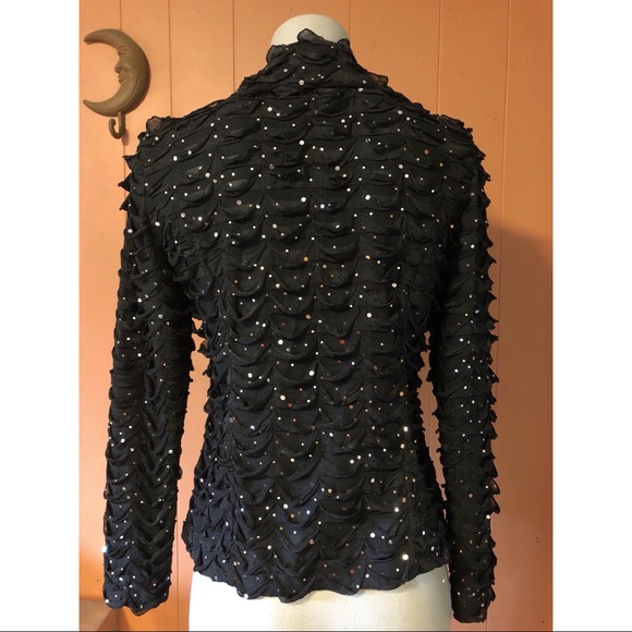 Clara SunWoo Black Zip Up Jacket Silver Dots S - Picture 6 of 8